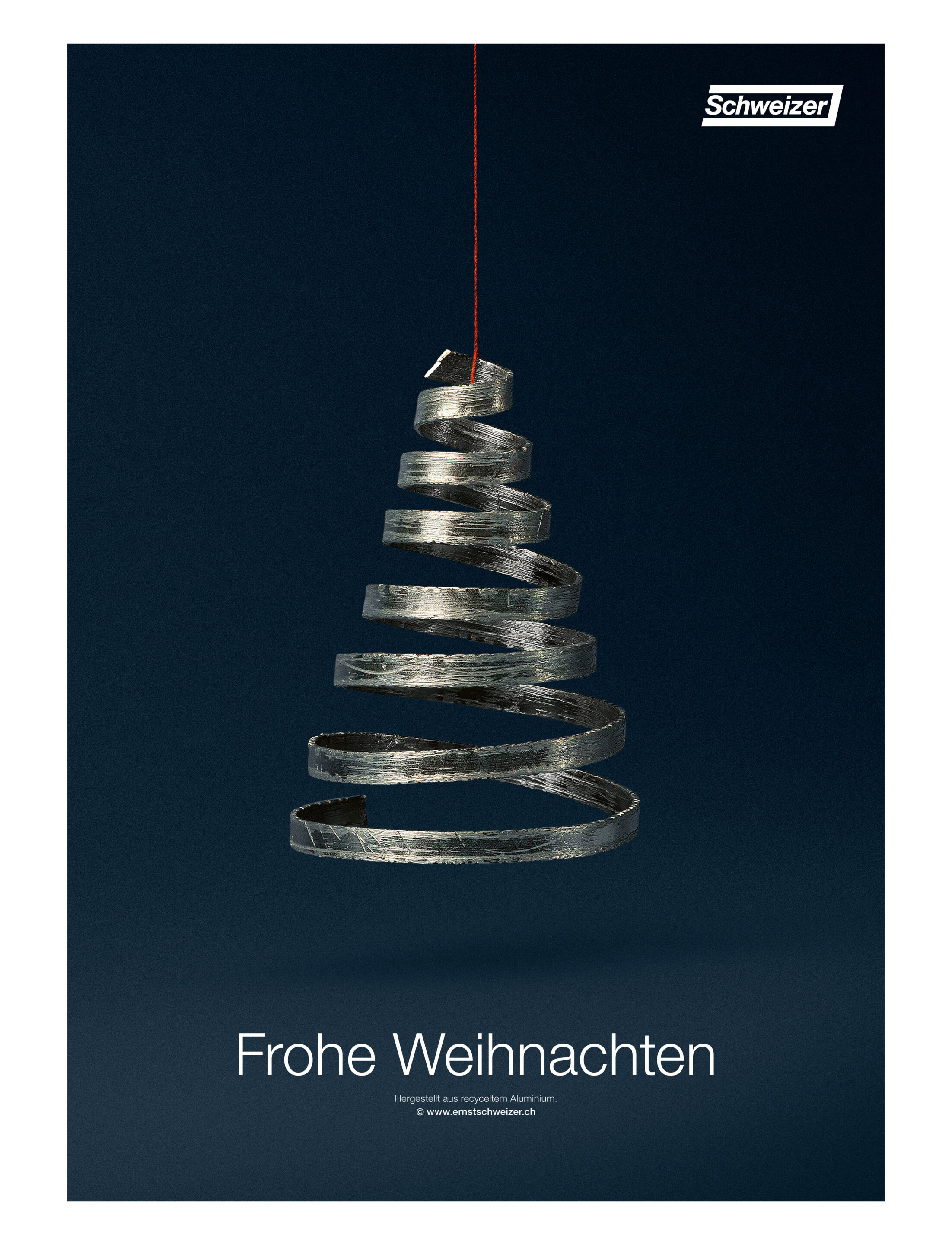 Schweizer Weihnachtsposter mit Tannenbaum aus Alustreifen