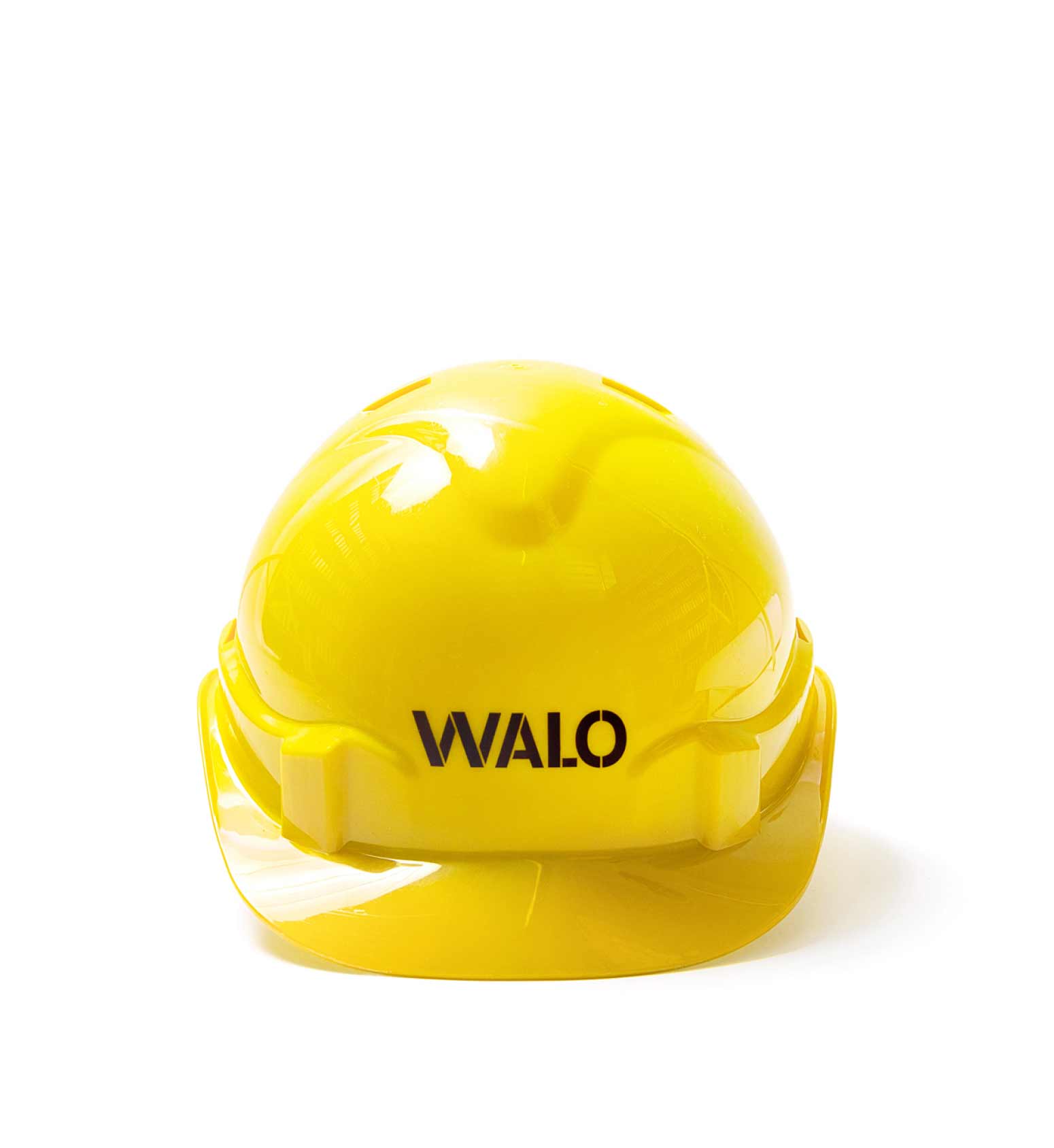 Gelber Helm mit Walo Logo aufgedruckt