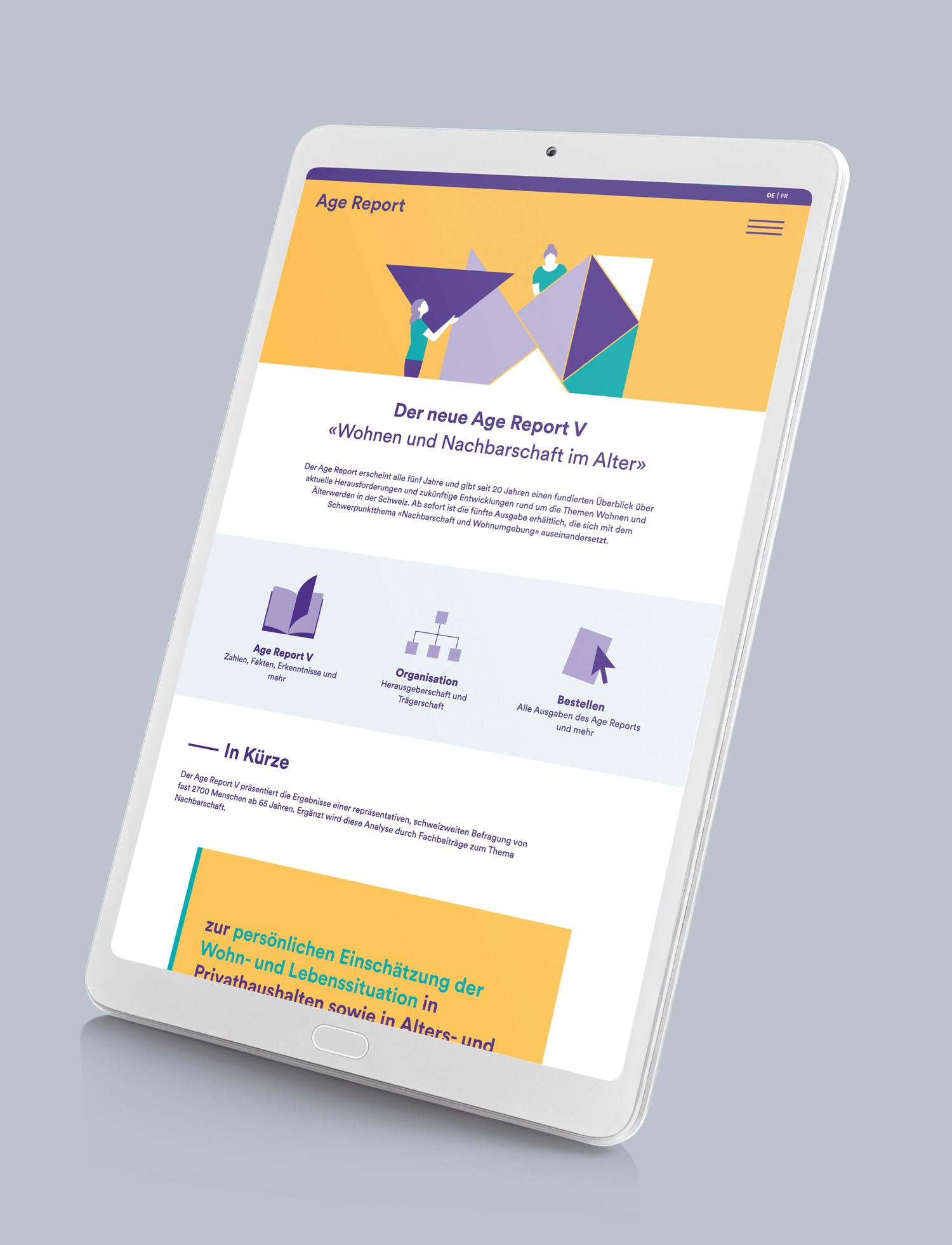 Startseite der Webseite des neuen Age-Reports